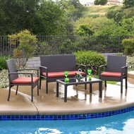 Набор плетеной мебели Бостон черный, оранжевый