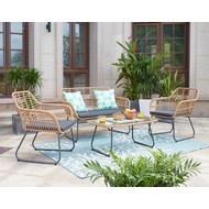 Набор мебели Килсанд: стол, диван, 1 кресло (бежевый, серый) GS011 из ротанга