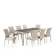 Комплект плетеной мебели T365/Y380C-W85 Latte (8+1) с подушками в комплекте