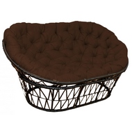 Диван  Мамасан ротанг искусственный (черный, коричневая подушка) 7034