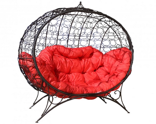 Кресло на подставке Улей (коричневый, подушка красная) MG23-МТ001