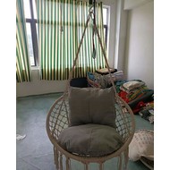 Кресло подвесное Фиби (корзина бежевая, подушка серая)