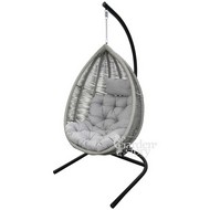 Кресло подвесное Ибица (черный, корзина графит, подушка estera светло-серая)