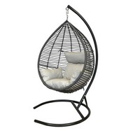 Кресло подвесное Элис (стойка, основание черные, корзина и подушка серые)