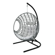 Кресло подвесное Лондон (стойка, основание черный цвет,корзина серая,подушка серая)