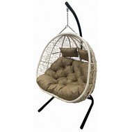 Кресло подвесное двойное Флора (белое с бежевой подушкой) D40-МТ006