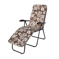 Кресло-шезлонг Машека коричневое рисунок белые цветы