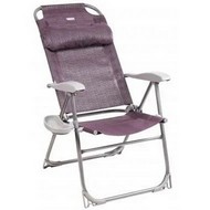 Кресло - шезлонг с полкой КШ2 (каркас серый, ткань баклажановая)