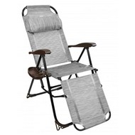 Кресло - шезлонг с полкой КШЗ (каркас черный, серый) КШ3/4