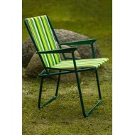Кресло складное Фольварк мягкое каркас зеленый, ткань зелено-желтая полоска