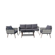 Набор мебели Гранд антрацит, серый (стол, 2 кресла, диван)