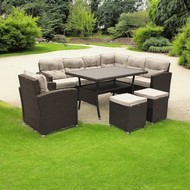 Набор мебели Версаль Премиум искусственный ротанг коричневый, каркас черный, подушки бежевые