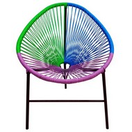 Кресло к набору Акапулько искусственный ротанг (черное, сине-фиолетово-зеленое сидение) AC-MT001