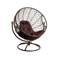 Вращающееся кресло с ротангом (коричневое с коричневой подушкой)