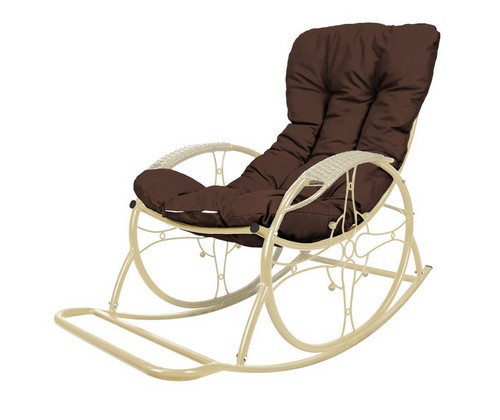 Кресло-качалка Овал ЛЮКС (бежевый с коричневой подушкой)