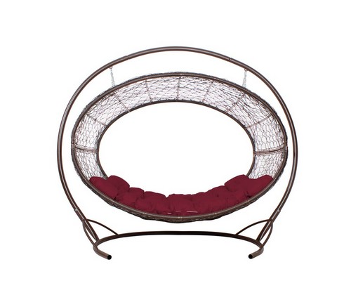 Подвесное кресло Диоген (коричневый с бордовой подушкой)