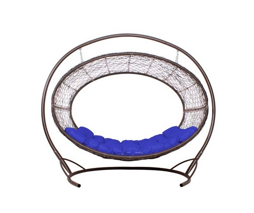 Подвесное кресло Диоген (коричневый с синей подушкой)