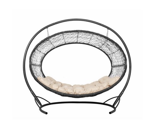 Подвесное кресло Диоген (черный с бежевой подушкой)