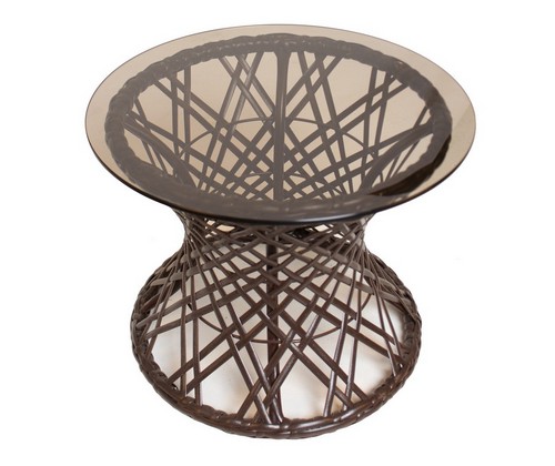 Стол Бонго мини со стеклом 40 (бронза, коричневый)