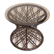 Стол Бонго мини со стеклом 40 (бронза, коричневый)