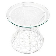 Стол Бонго мини классика со стеклом 40 (бесцветный, белый)