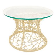 Стол Бонго мини классика со стеклом 40 (бесцветный, бежевый)