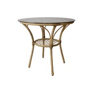 Стол круглый Ялта с ротангом (бежевый)