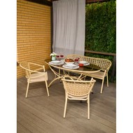 Комплект мебели 2 стула Латте с подушкой, диван Латте и стол Сочи 1,6 м (бежевый)