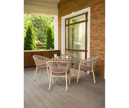 Комплект мебели 4 стула Латте и круглый стол Ялта (бежевый)