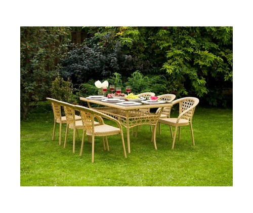 Комплект мебели 6 стульев Мокко и прямоугольный стол Адлер 2 м (бежевый)