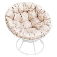 Кресло Папасан металл (белое с бежевой подушкой)
