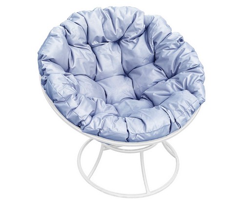 Кресло Папасан металл (белое с серой подушкой)