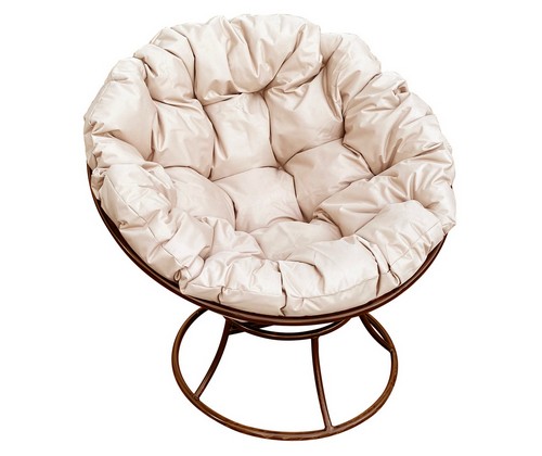 Кресло Папасан металл (коричневое с бежевой подушкой)