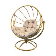 Вращающееся кресло без ротанга (бежевый с бежевой подушкой)