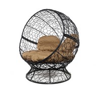 Кресло Апельсин с ротангом (черное, бежевая подушка)