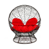 Кресло Апельсин с ротангом (коричневое, красная подушка)