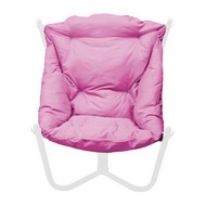 Кресло Чил (белое основание, розовая подушка)
