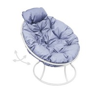 Кресло ПАПАСАН пружинка мини металл (белое, серая подушка)