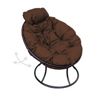 Кресло ПАПАСАН пружинка мини металл (чёрное, коричневая подушка)