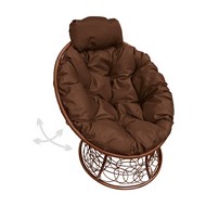 Кресло ПАПАСАН пружинка мини с ротангом (коричневое, коричневая подушка)