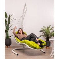 Подвесное кресло Лежачее ротанг (белый, желтый)