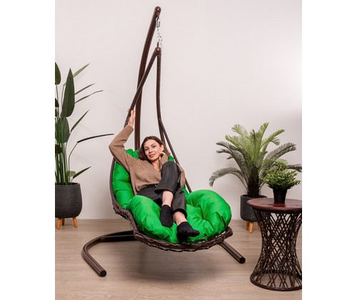 Подвесное кресло Лежачее ротанг (коричневый, зеленый)