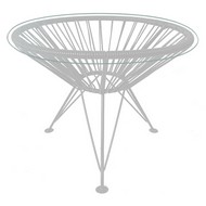 Стол Ракушка ротанг со стеклом (белый)