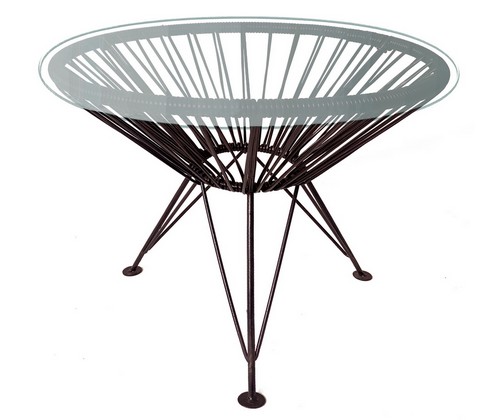 Стол Ракушка ротанг со стеклом (коричневый)