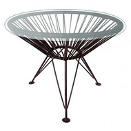 Стол Ракушка ротанг со стеклом (коричневый)