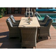 Плетеная садовая мебель Парклэнд + Бергамо коричневая (стол, 6 кресел)