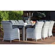 Плетеная садовая мебель Парклэнд + Бергамо серая (стол, 6 кресел)