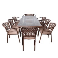 Комплект садовой мебели стол Адлер 2 м и 8 стульев Латте с подушкой