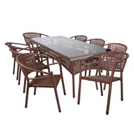 Комплект садовой мебели стол Адлер 2 м и 8 стульев Латте с ротангом