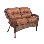 Диван 2-местный из искусственного ротанга Мэдисон (Madison) коричневый с коричневыми подушками